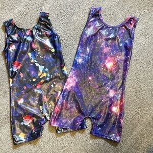 Galaxy Print Sleeveless Tumbling leotards